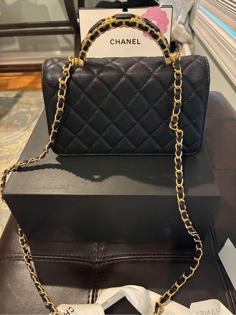 Inspired Black Top-Handle Shoulder Bag